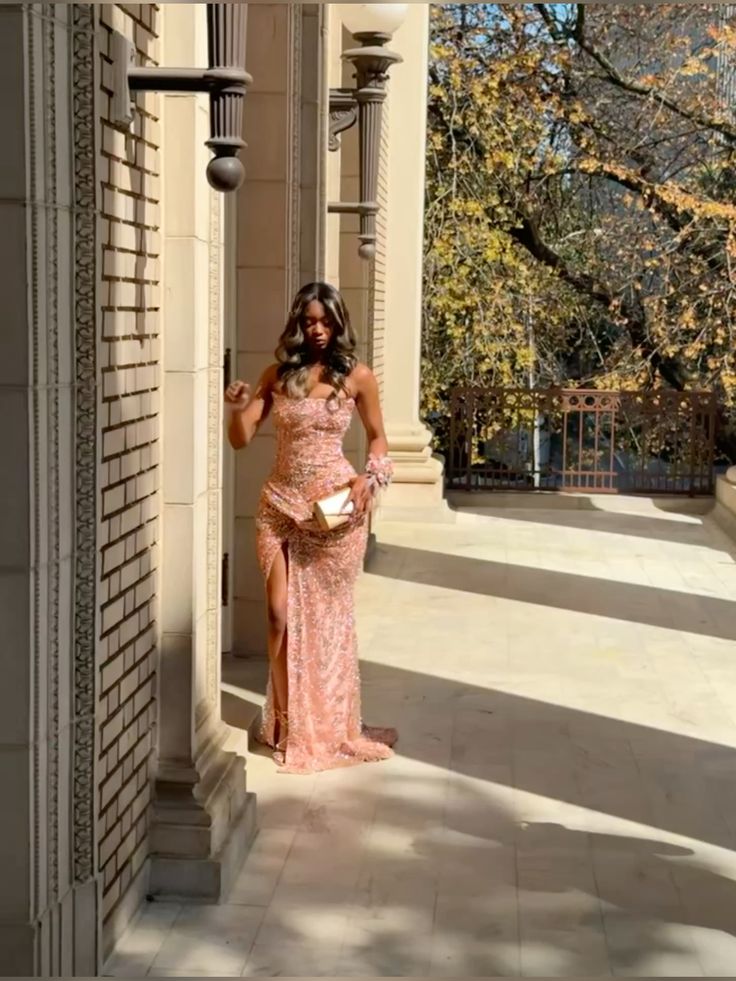 Sexy Mermaid Strapless Pink With Slit Long Prom Dress With Beaded Bodice Evening Dresses N635