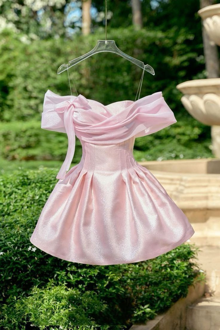 Beautiful Ball Gown Off The Shoulder Pink Short Homecoming Dress Inspo Ideas Mini Party Dresses RB6918