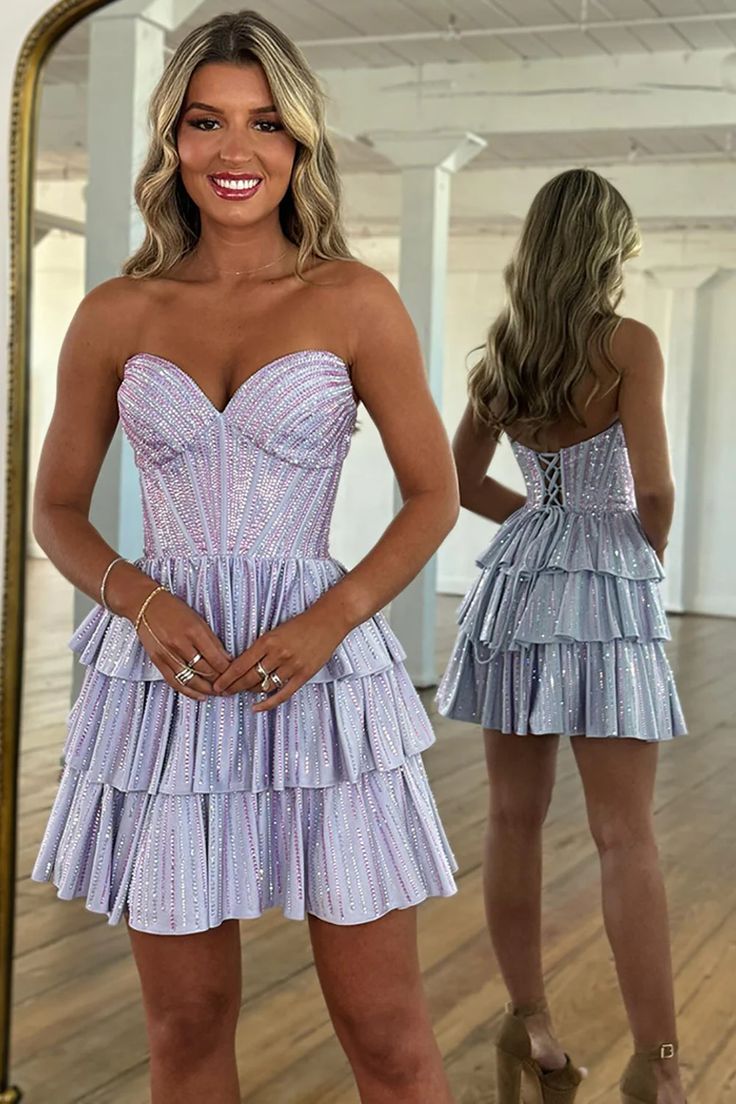 Delicate Sweetheart Sparkle Special Princess Homecoming Dresses with Ruffles RB3204