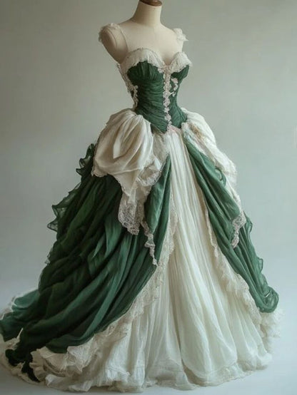 Vintage Sweetheart Tulle Lace Evening Dress Ball Gown Pleated Prom Dress Vestidos De Dia AB529