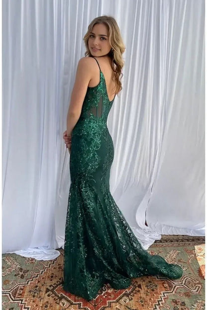 Shinning Mermaid Spaghetti Straps Hot Pink Sequined Lace For Women Party Dresses Long Formal Prom Dress 22th Birthday Gown AB1365