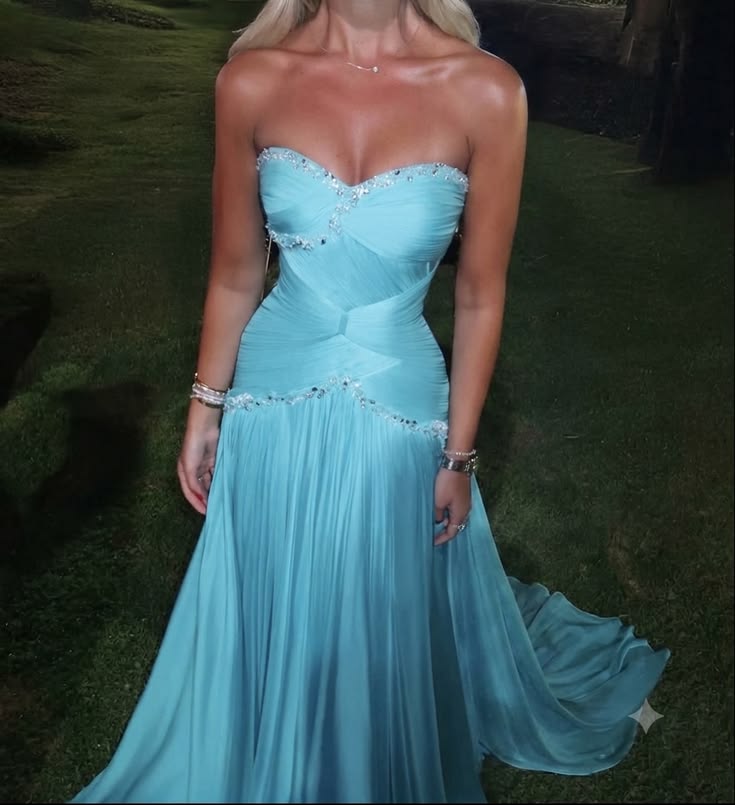 Dreamy Mermaid Sweetheart Blue Chiffon Perfection-Formal Goals With Beading Long Prom Dress Evening Party Formal Outfits RB6696