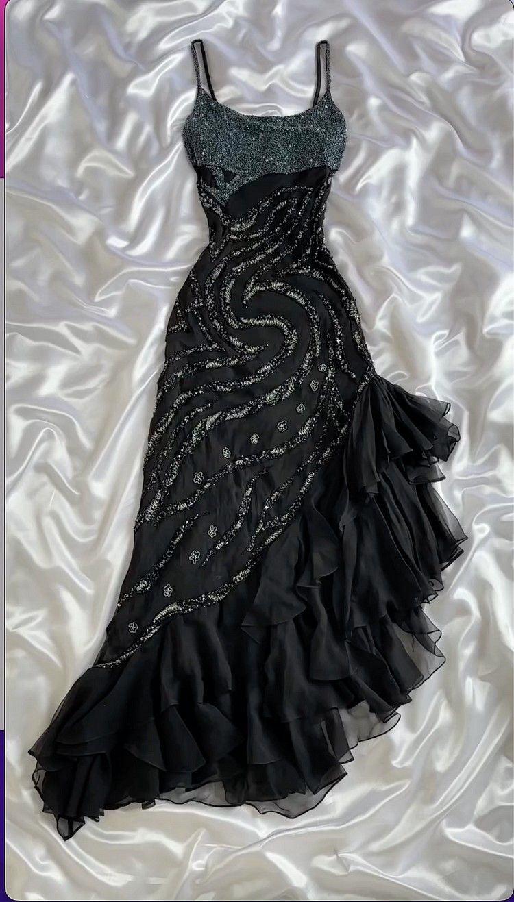 Sparkly Mermaid Spaghetti Straps Chiffon Black For Women Party Dresses Formal Prom Dresses 22th Birthday Gown AB1447