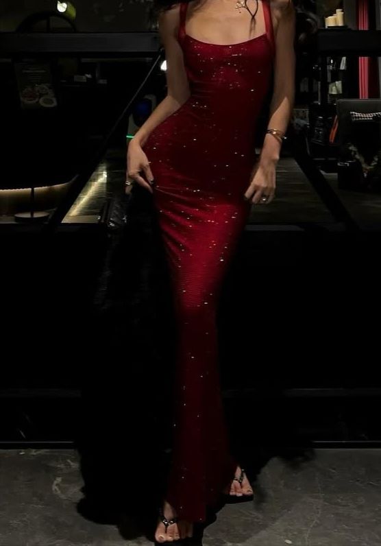 Sparkly Mermaid Square Neck Sequin Burgundy Prom Dresses Long Evening Formal Gown Wedding Party Gowns N367