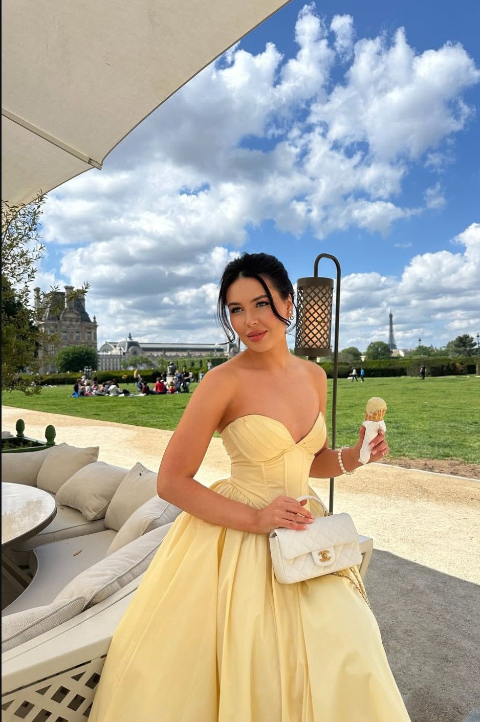 Elegant Butter Yellow Midi Dress for Summer Vacation Party Gowns Prom Dresses AB1760