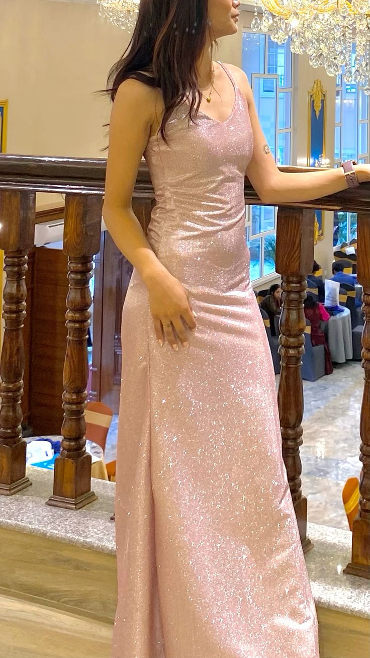 Modest Mermaid Spaghetti Strap Pink Sequins Evening Dresses High School Teens Senior Night Dance Prom Outfits N015