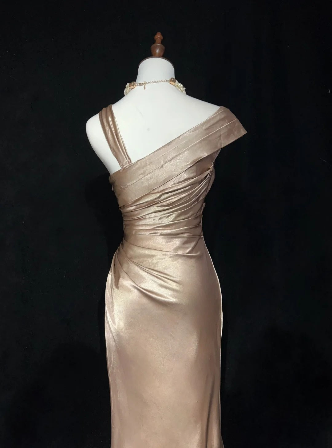 Retro Gown Prom Vintage Dresses Mermaid Champagne With Folds Long 90s Formal Outfits N2320