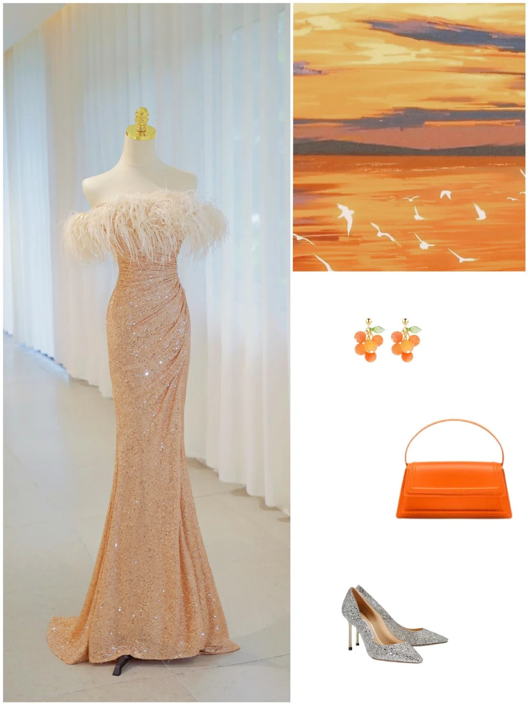 Sparkly Mermaid Off The Shoulder Gold Sequined Long Prom Dresses Party Dress Birthday Outfits Graduation Gown N2843