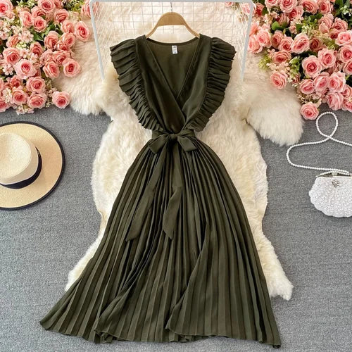 Simple V-neck Chiffon Short Dress Fashion Dress RF0027