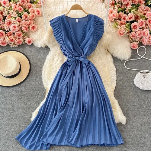 Simple V-neck Chiffon Short Dress Fashion Dress RF0027
