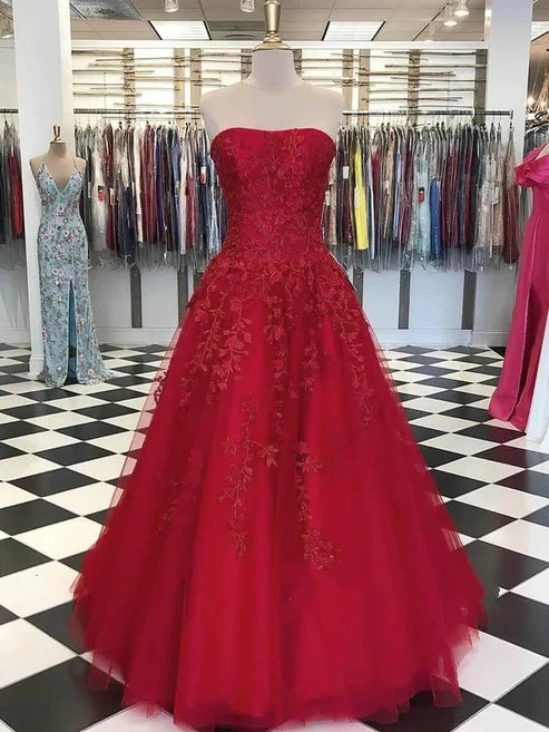 Unique Ball Gown Sweetheart Yellow Tulle with Lace Applique Evening Dresses Long Prom Dress AB596