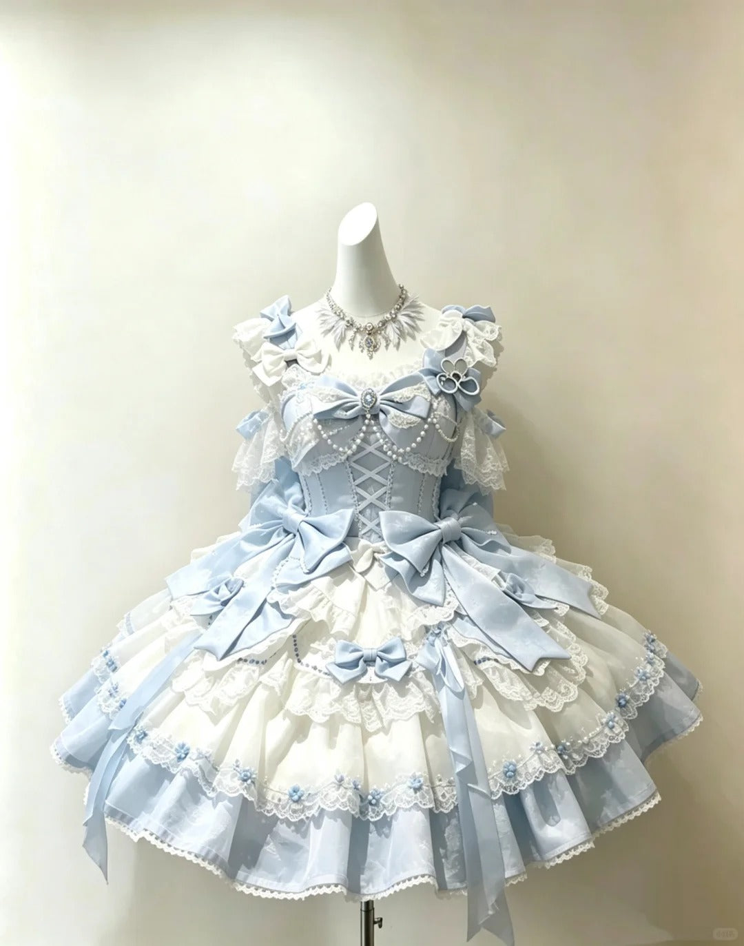 Pretty Ball Gown Square Neck Light Sky Blue With Bows Lolita Dress Homecoming Dresses Hoco Outfits RB4693