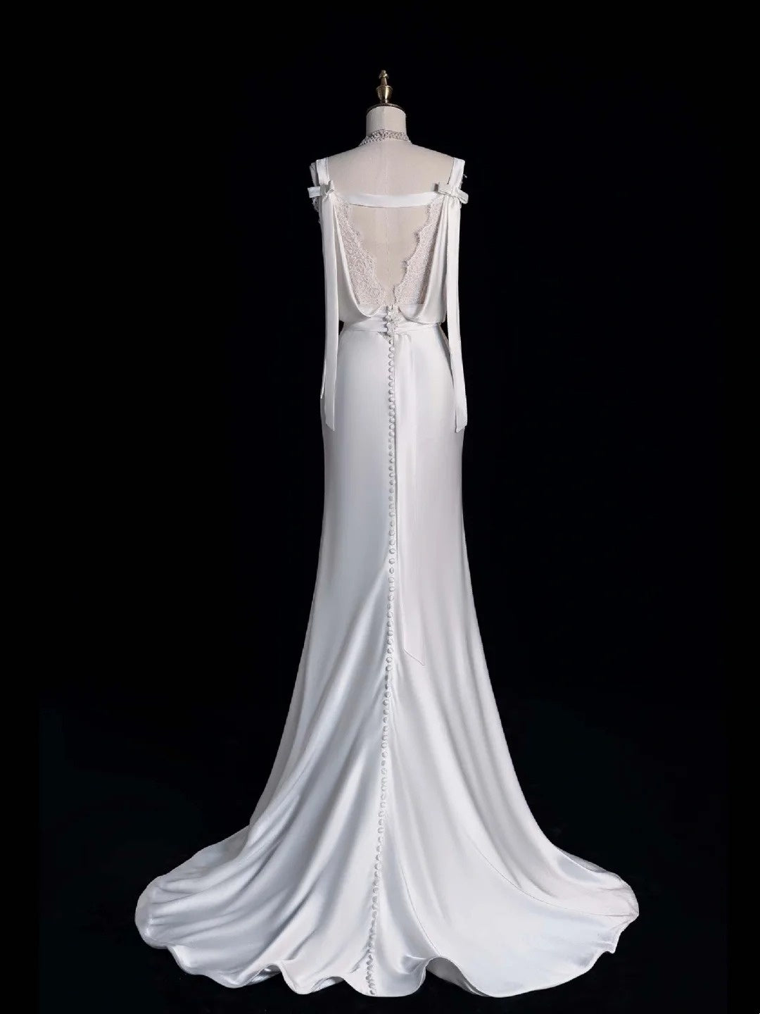 Timeless Mermaid Cowl Neck Lace White Long Wedding Dress Fairytale Boho Beach Summer Bridal Dresses N552