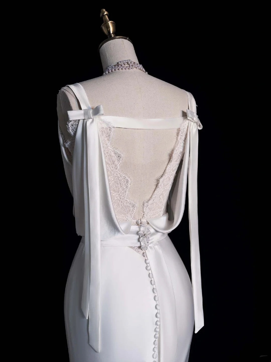 Timeless Mermaid Cowl Neck Lace White Long Wedding Dress Fairytale Boho Beach Summer Bridal Dresses N552