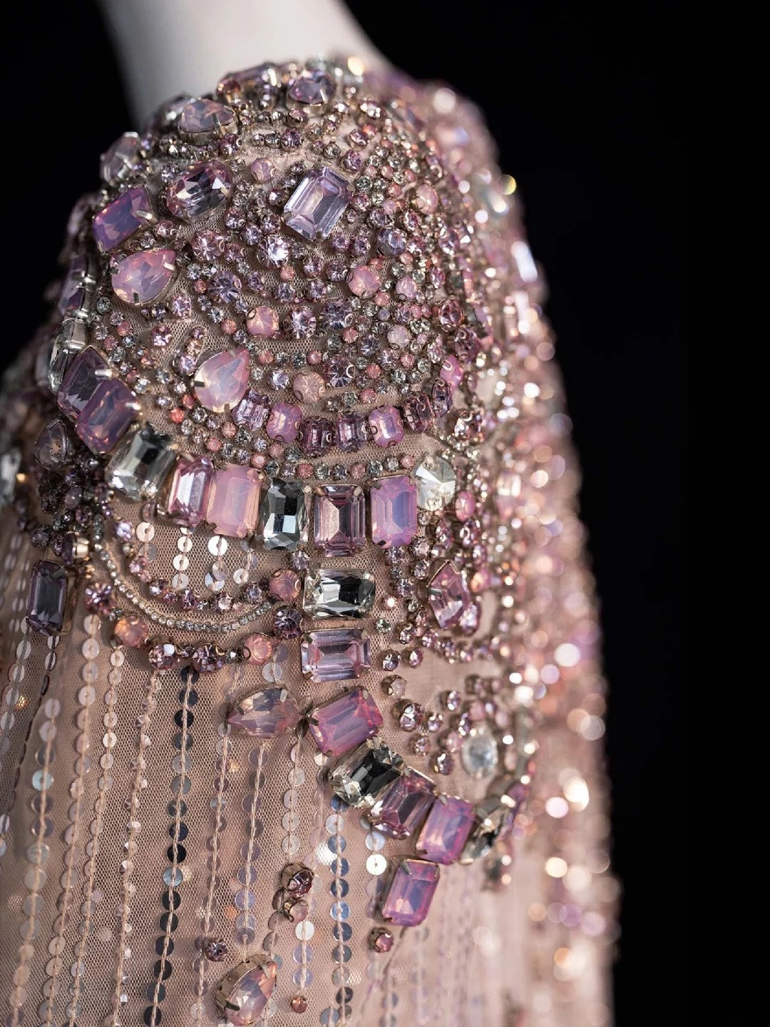 Sparkly A Line V Neckline Pink Sequined Beaded Bodice Long Prom Dress Evening Outfits Formal Dress N547