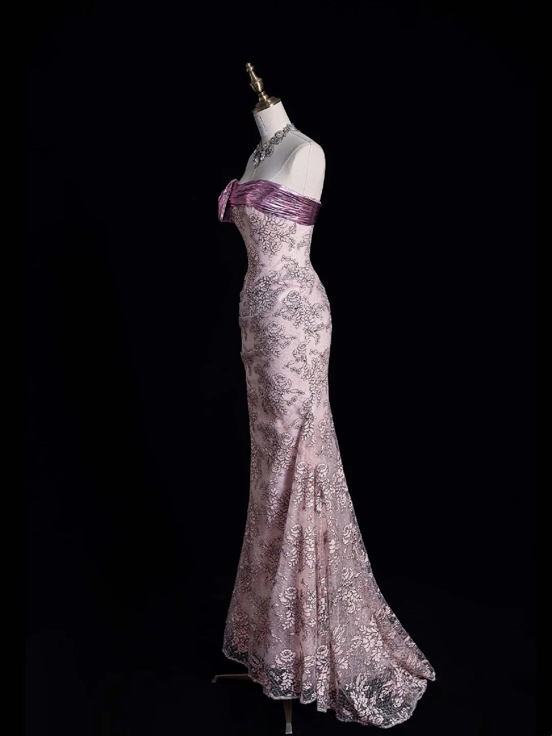 Cute Ball Gown Strapless Pink Lace Long Prom Dress Evening Outfits Semi Formal Dress N559