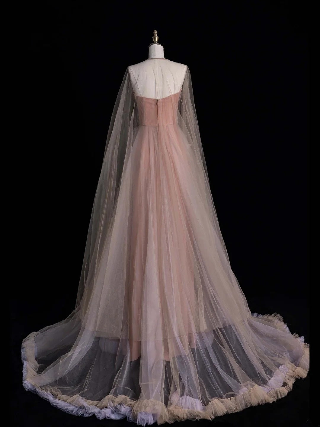 Cute A Line Strapless Pink Tulle Appliqued Long Prom Dress Evening Outfits Formal Dress N548