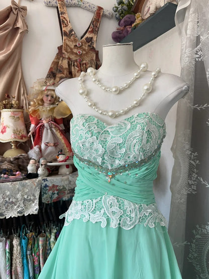 Elegant A line Strapless Blue Chiffon Long Prom Dresses For Teens Evening Outfits Formal Dress N1067