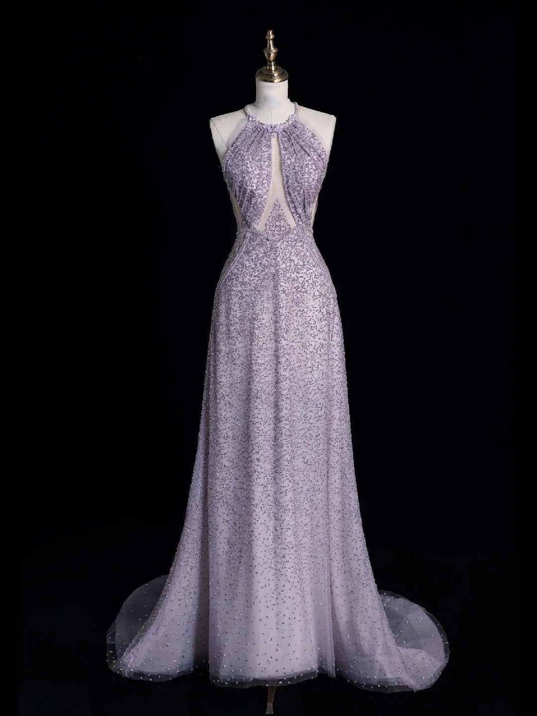 Elegant A line Halter Grey Sequin Long Prom Dresses For Teens Evening Outfits Formal Dress N1053