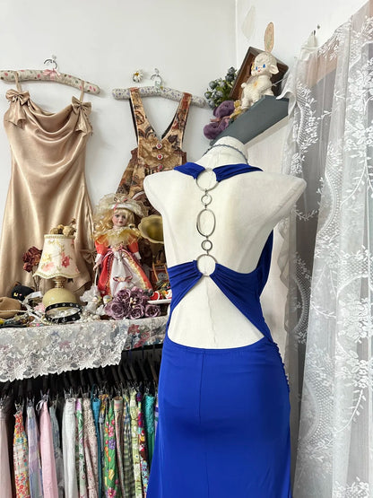 Unique Mermaid Sweetheart Royal Blue Backless Long Prom Dresses Evening Outfits Formal Dress N1055