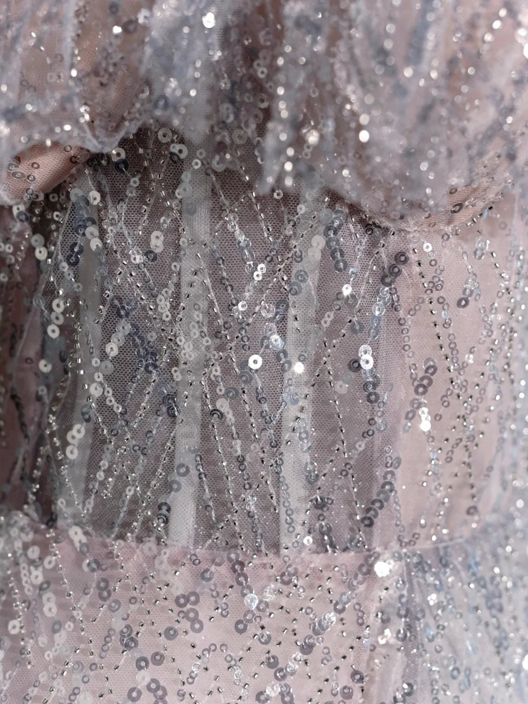 Princess Ball Gown Spaghetti Strap Dusty Blue Sequin Spring Inspiration Long Prom Dresses N1237