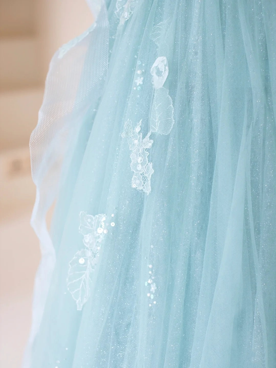 Cute Ball Gown Strapless Light Sky Blue Tulle Long Prom Dresses Impress 19th Birthday Outfits Prom Gown N203
