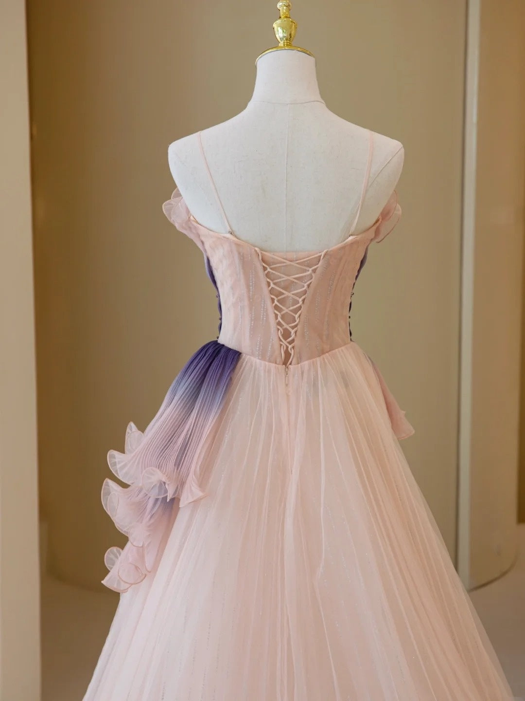 Stylish Ball Gown Strapless Blush Grape Pink Tulle Long Prom Dresses Inspiration Evening Gowns Formal Party Prom Dress N202