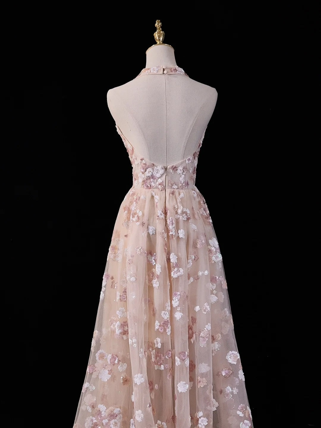 Pretty A line Halter Blush Pink Lace Prom Dresses Formal Dress 18th Birthday Outfits Party Gowns N211