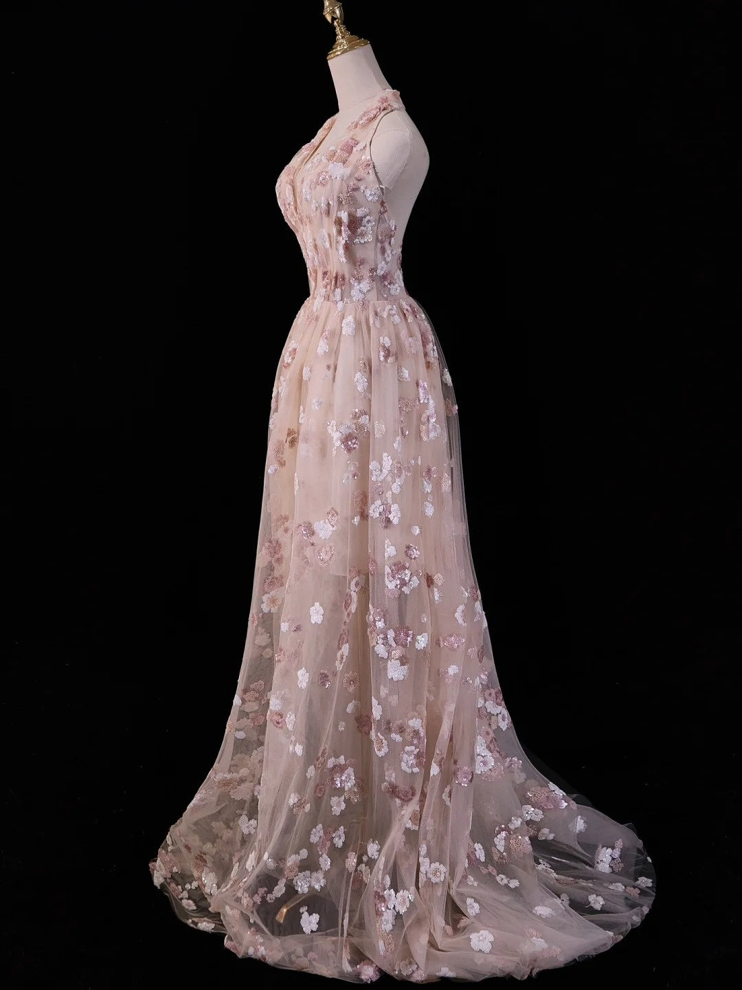 Pretty A line Halter Blush Pink Lace Prom Dresses Formal Dress 18th Birthday Outfits Party Gowns N211