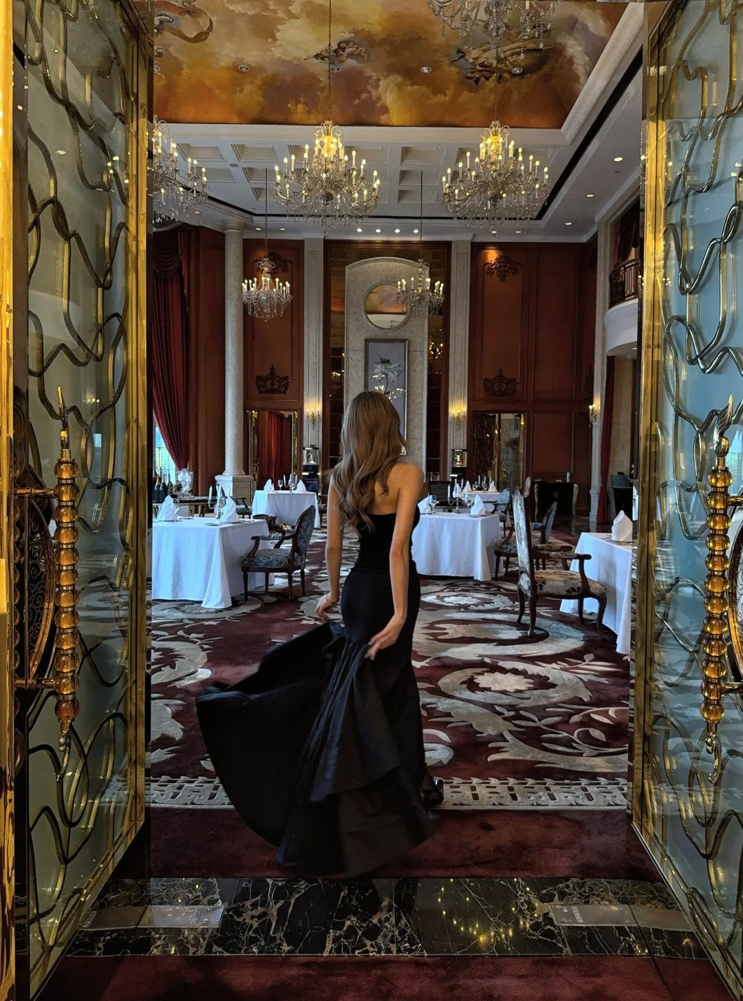 Chic Mermaid Strapless Black Satin With Ruffles Prom Dress Long Birthday Party Gown Evening Dresses N473