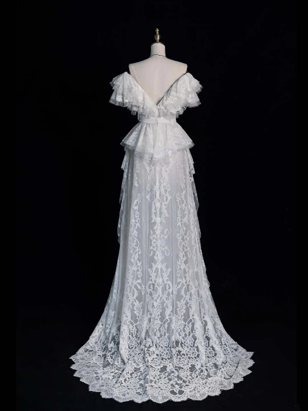 Classic A Line V Neckline Wedding Dresses Lace White With Sleeves Vintage Brides Dress Summer Bridal Gowns N560