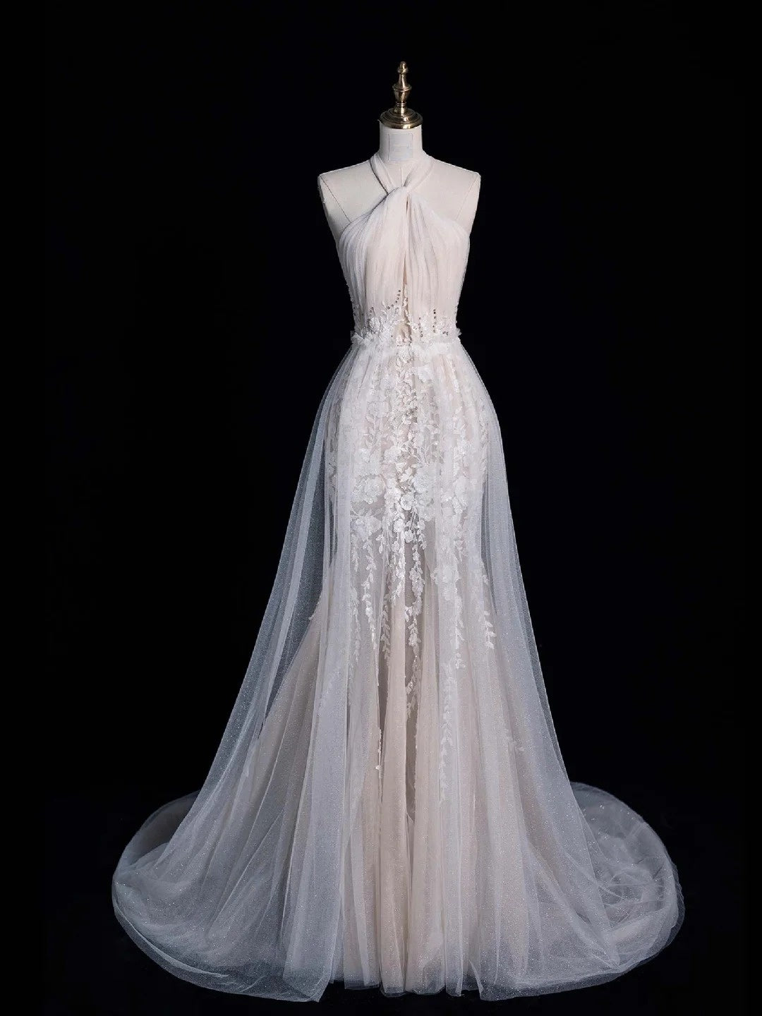 Classic Mermaid Halter Wedding Dresses Lace White With Appliques Vintage Brides Dress Summer Bridal Gowns N561