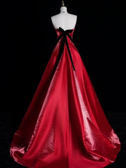 Modest A line Sweetheart Black Velvet Top Red Skirt Long Prom Dresses Night Formal Dresses N578