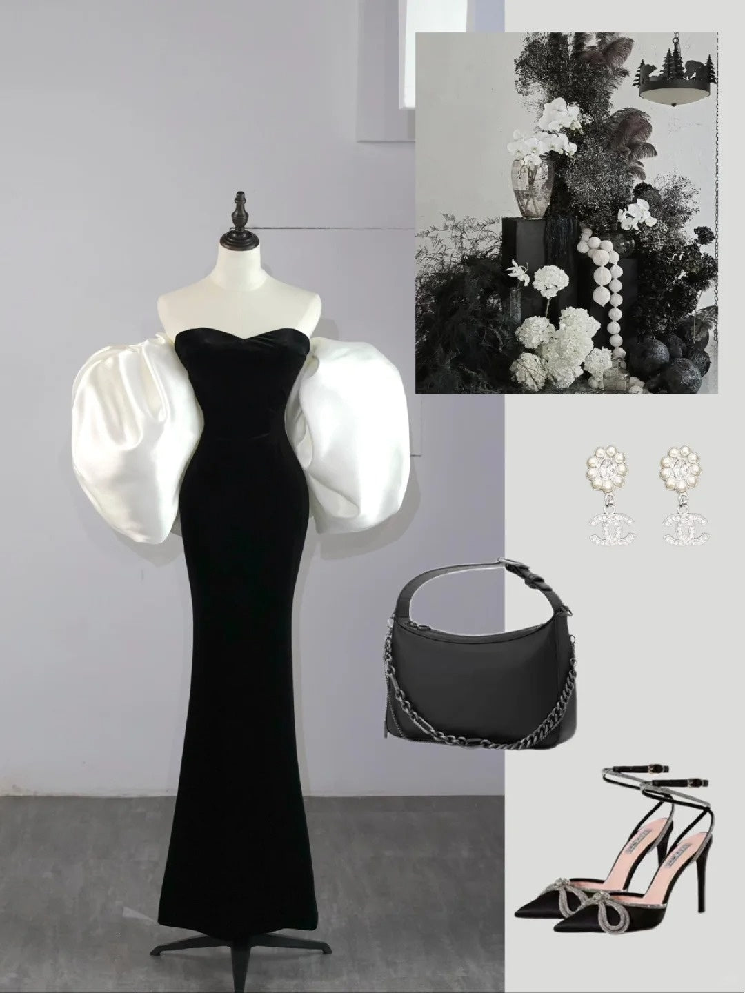 Modest Mermaid Sweetheart Black Velvet With Cape Satin Long Prom Dresses Night Formal Dresses N582