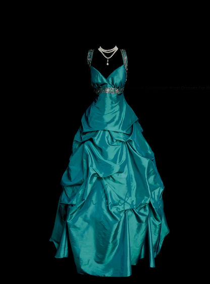 Retro Ball Gown Sweetheart With Open Backs Blue 60s Prom Dresses Fashion Evening Gowns Long Formal Party Dress N832