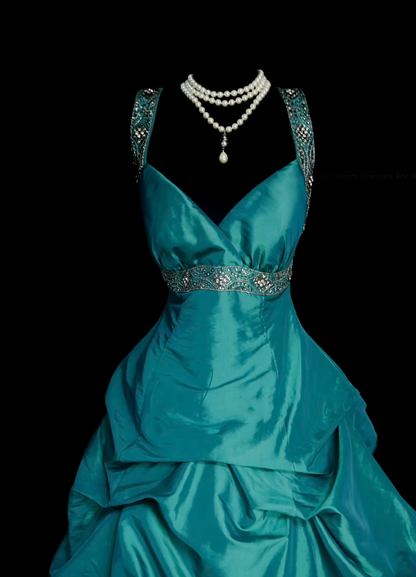 Retro Ball Gown Sweetheart With Open Backs Blue 60s Prom Dresses Fashion Evening Gowns Long Formal Party Dress N832