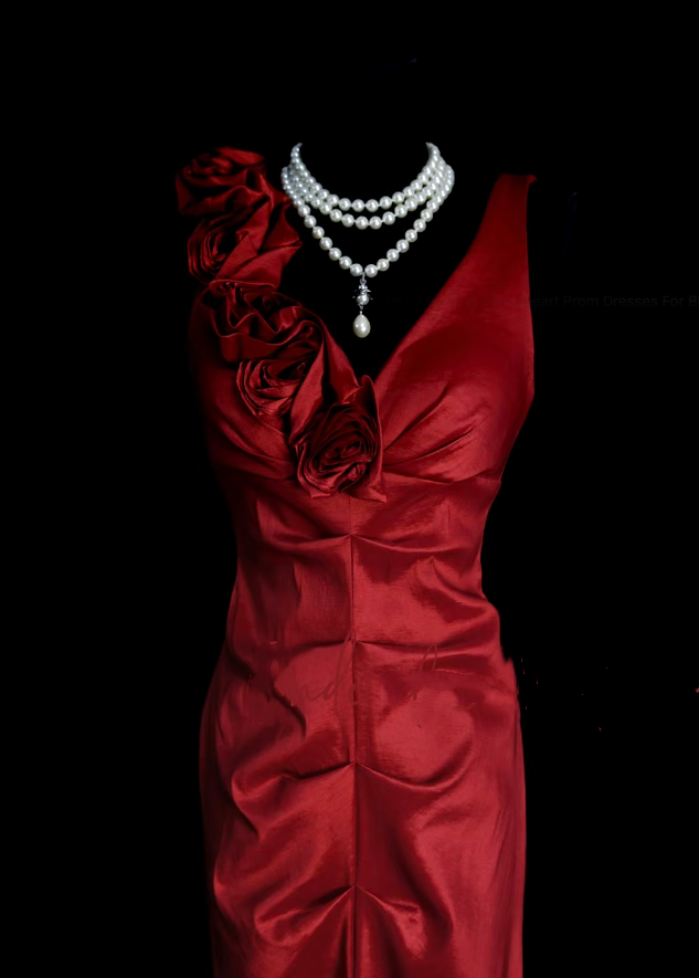 Retro Classy Mermaid V Neck 1950s Burgundy Satin Pleated Long Prom Dresses Formal Gowns N833