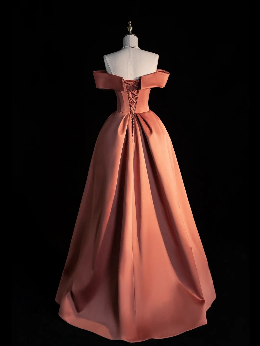 Princess Ball Gown Off The Shoulder Rust Red Satin Long Prom Dresses Party Dress 18th Birthday Outfits Graduation Gown N861