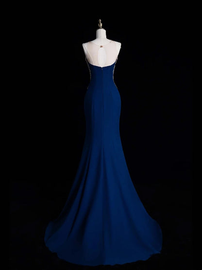 Modest Mermaid Sweetheart Royal Blue Satin Long Prom Dresses Party Dress 22th Birthday Outfits Graduation Gown N871