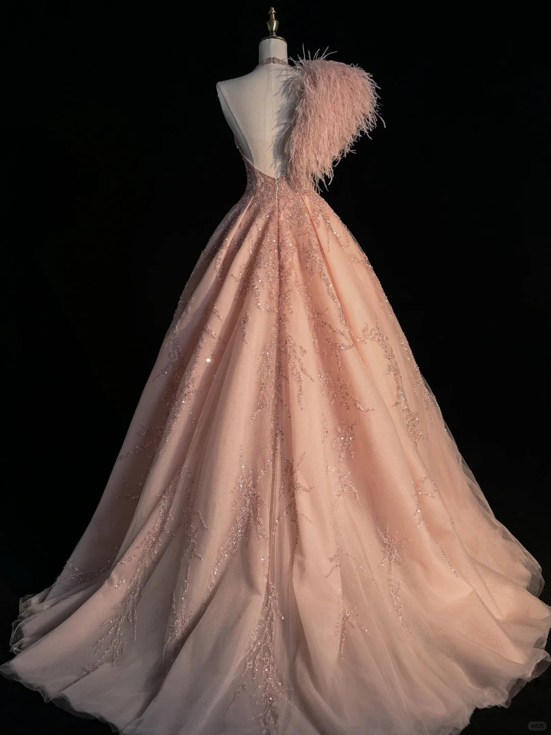 Classy Ball Gowns Scoop Neck Sequined Blush Pink Long Prom Dresses Graduation 20th Birthday Outfits N873