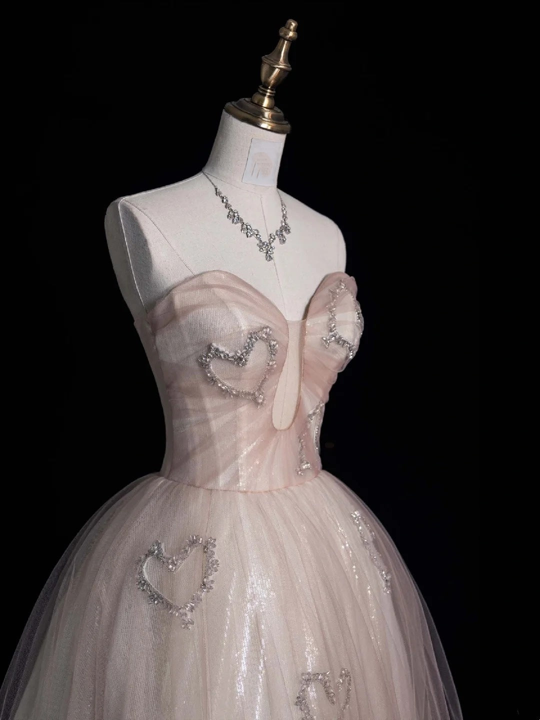 Princess Ball Gown Sweetheart Pink Lace Long Prom Dresses Evening Outfits Formal Dress N961