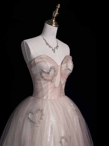 Princess Ball Gown Sweetheart Pink Lace Long Prom Dresses Evening Outfits Formal Dress N961