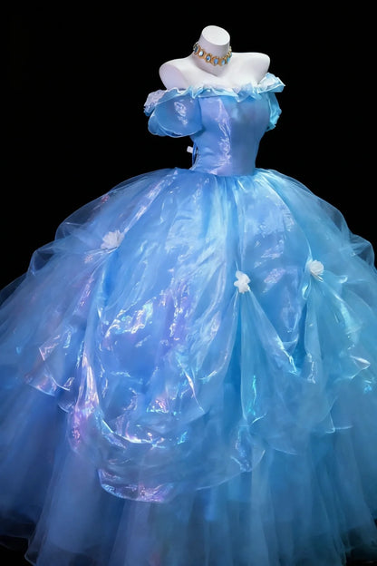 Classy Ball Gowns Off The Shoulder Blue Sweet 15 16 Prom Dresses Graduation 20th Birthday Outfits N939
