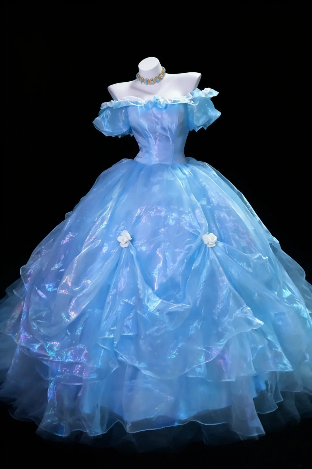 Classy Ball Gowns Off The Shoulder Blue Sweet 15 16 Prom Dresses Graduation 20th Birthday Outfits N939