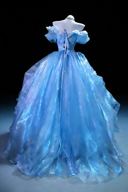 Classy Ball Gowns Off The Shoulder Blue Sweet 15 16 Prom Dresses Graduation 20th Birthday Outfits N939