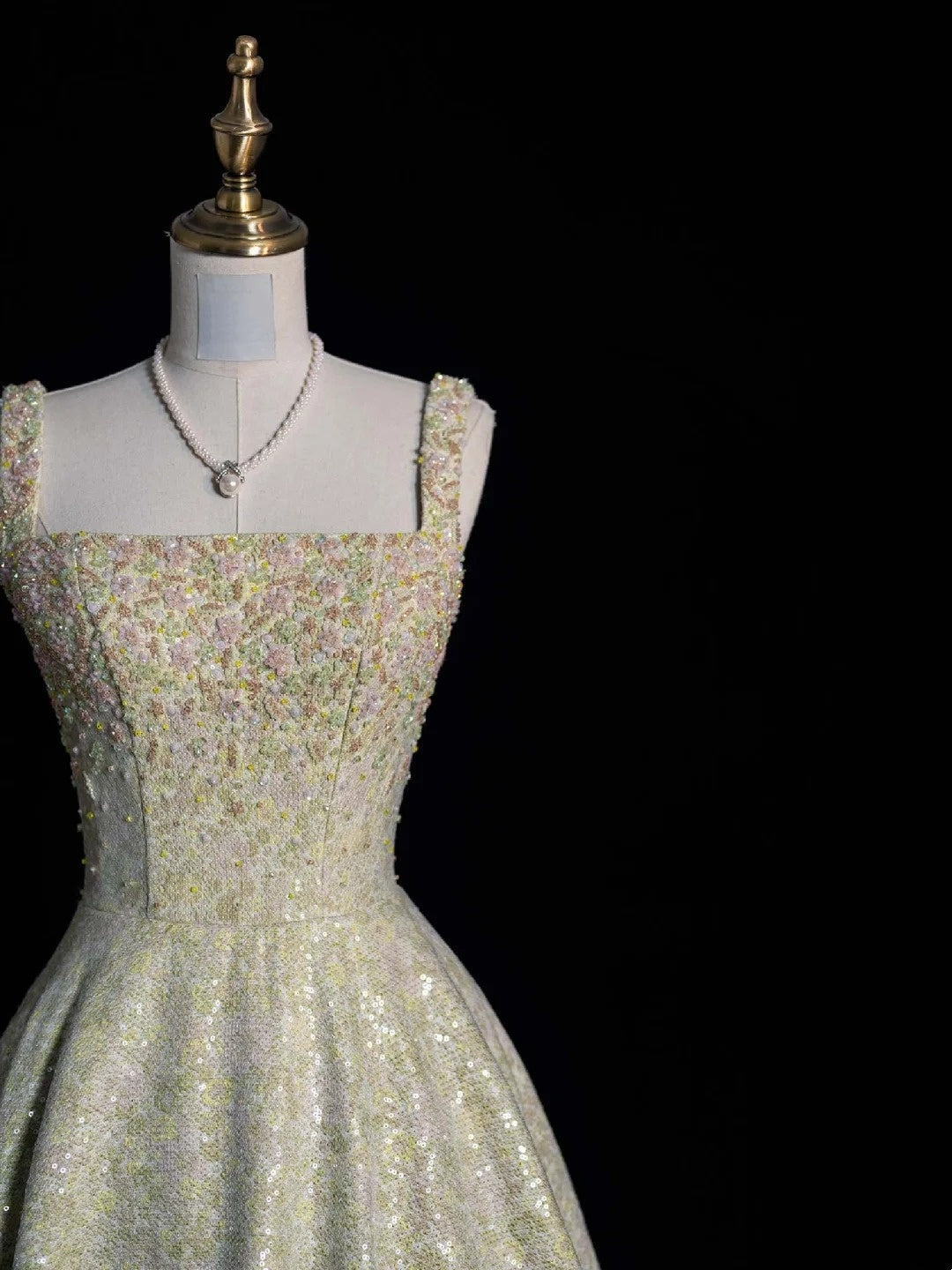 Sparkly A Line Square Neck Mint Green Sequins Long Party Dresses Prom Dresses Impress Formal Party Dress N952
