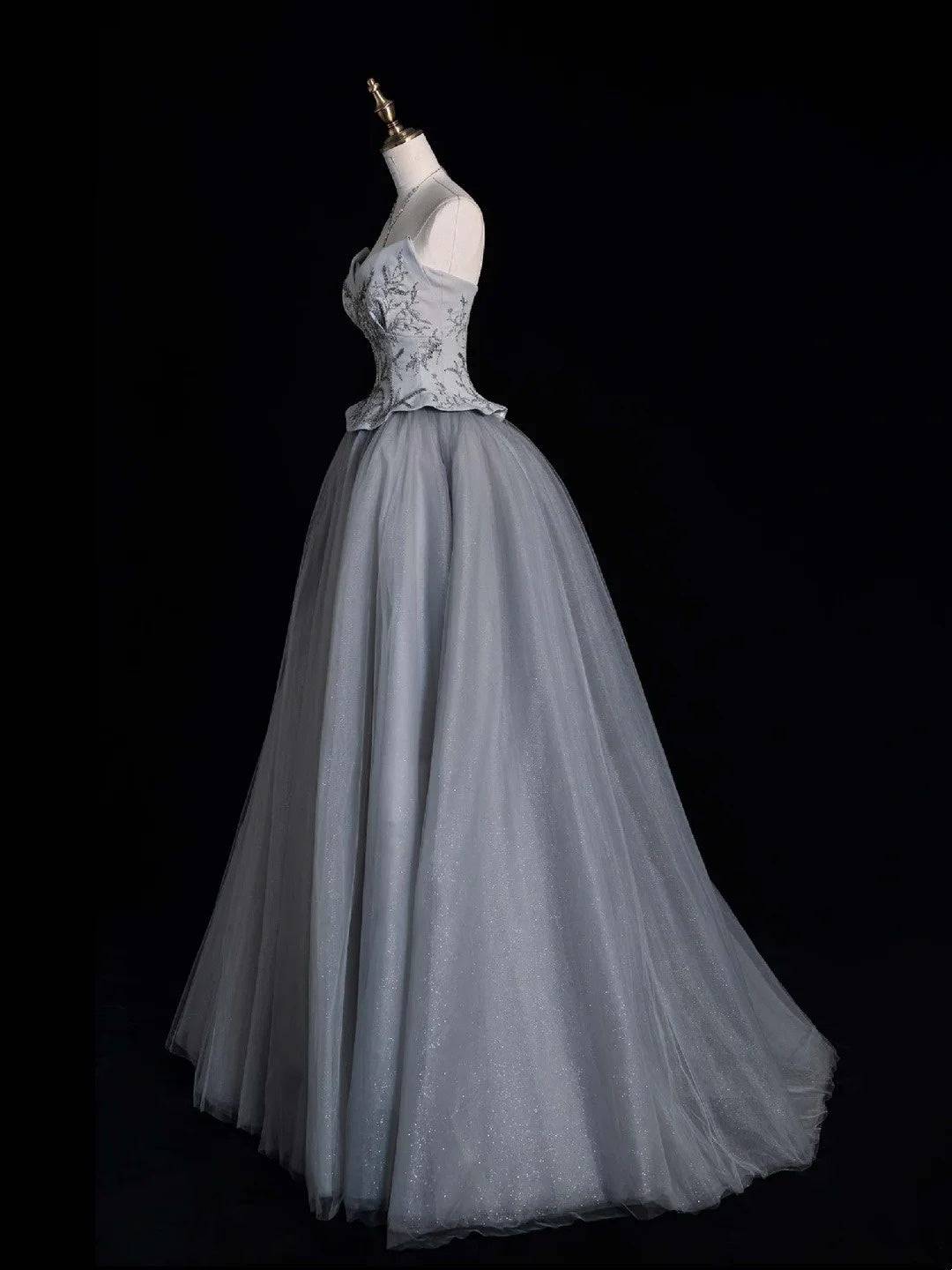 Retro Ball Gown Sweetheart Grey Tulle With Beaded Bodice Party Dresses Prom Dresses Impress Senior Formal Dance Dress N955