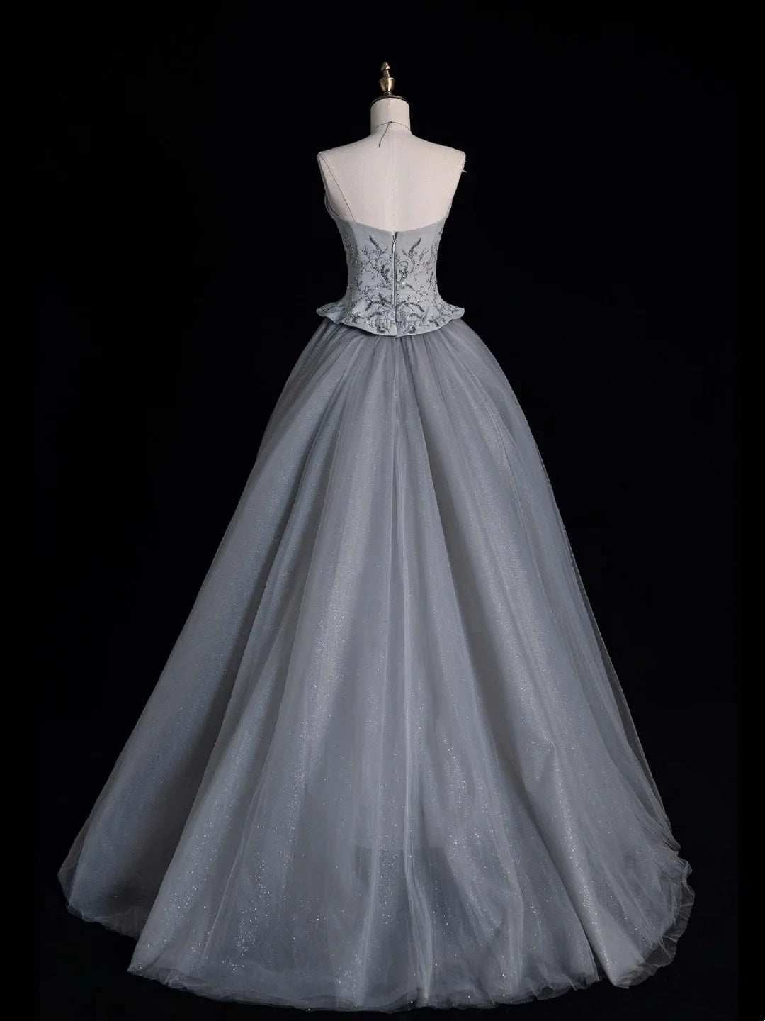 Retro Ball Gown Sweetheart Grey Tulle With Beaded Bodice Party Dresses Prom Dresses Impress Senior Formal Dance Dress N955