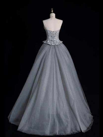 Retro Ball Gown Sweetheart Grey Tulle With Beaded Bodice Party Dresses Prom Dresses Impress Senior Formal Dance Dress N955