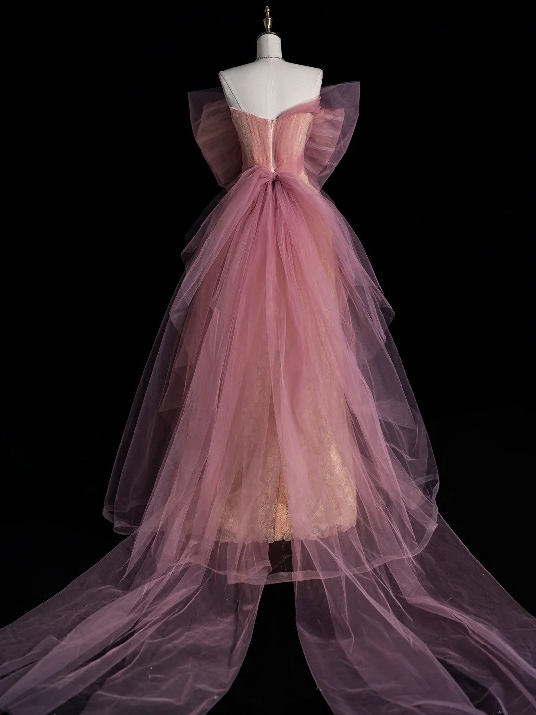 Retro Sheath Sweetheart Pink Lace Tulle With Bowknot Party Dresses Prom Dresses Impress Senior Formal Dance Dress N958